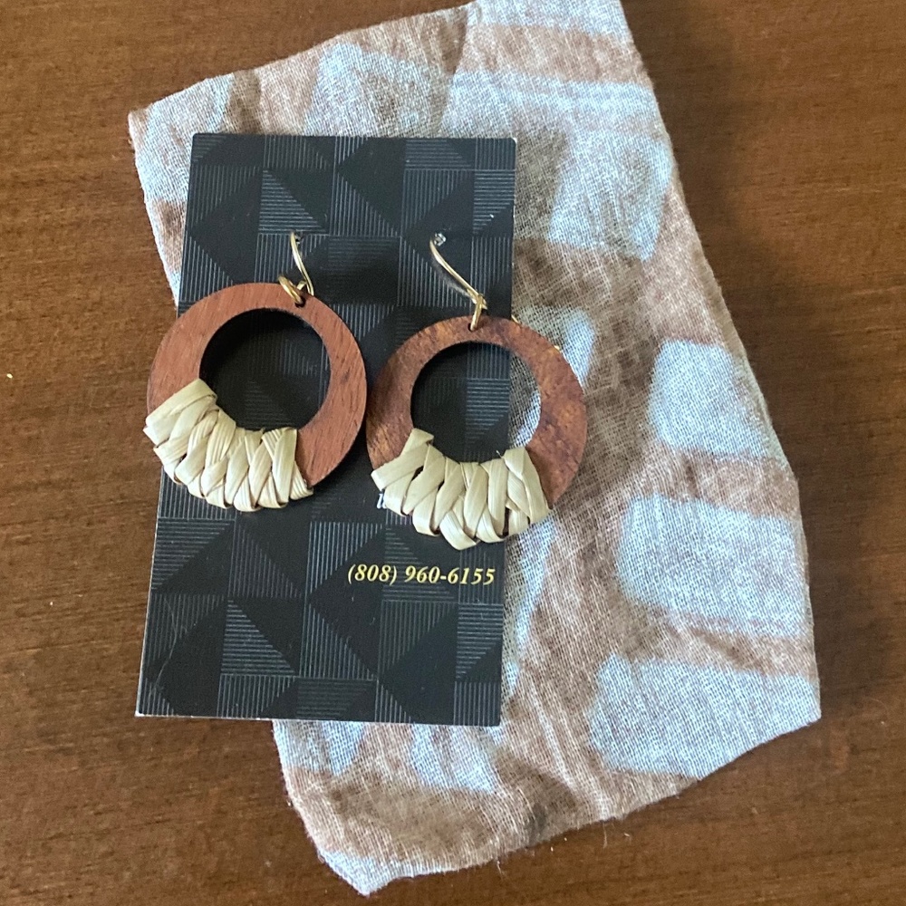 Lauhala Wrapped Earrings
